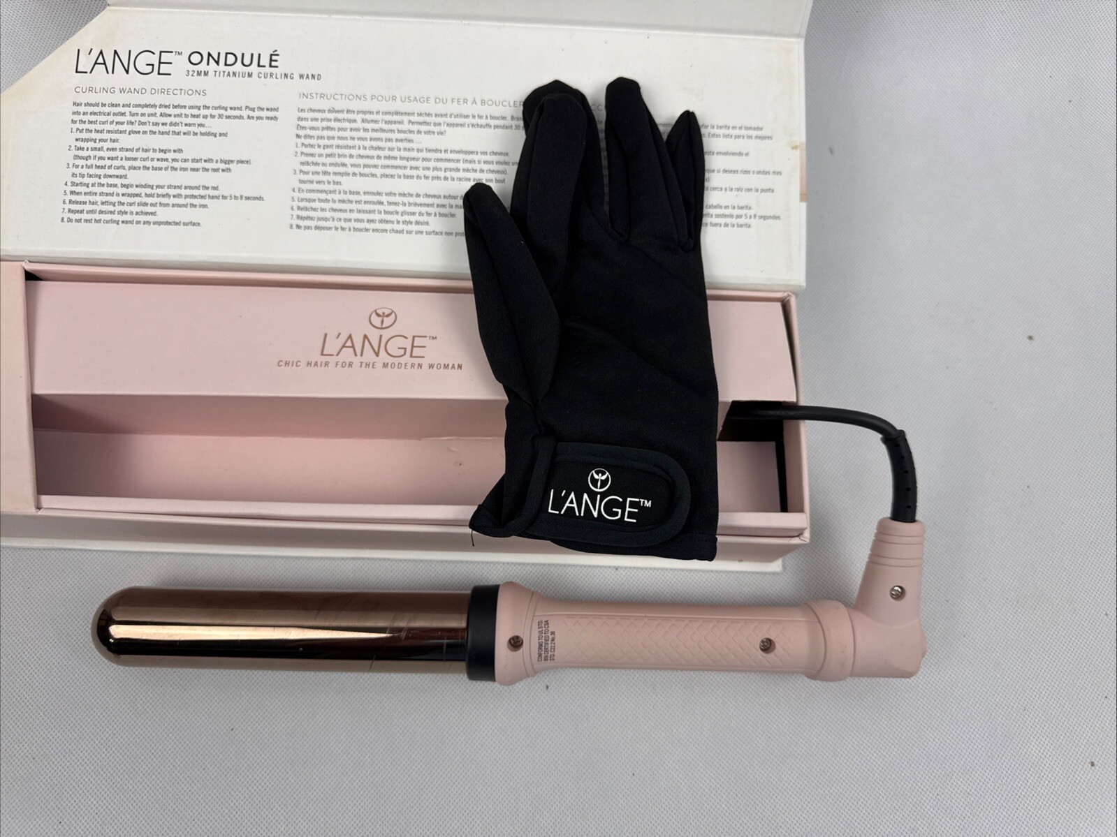 L'ANGE Ondule 25MM Titanium Curling Wand Iron 1” Blush Pink - FREE SHIPPING 