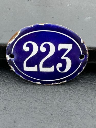 223 Brama garażowa Dom Ulica Numer działki Emalia Porcelana Kobalt Niebieski znak - Zdjęcie 1 z 2