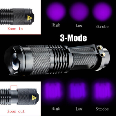 Portable UV Ultra Taschenlampe Violett Lila Schwarzlicht Fahrradleuchte 3 modus