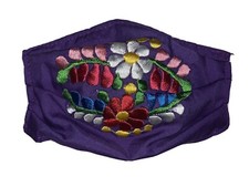 artesanal mexican face mask embroidered washable cubre bocas adult one size