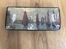 Ancien plumier d'écolier motif bateaux
