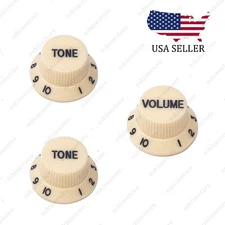 3x Cream /Black Numbers Electirc Guitar Knobs Volume Tone Knob For Stratocaster
