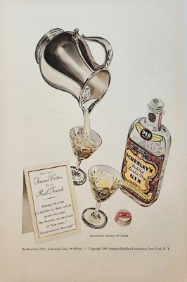 1940 Schenleys distilled london dry gin Vintage Ad real friends