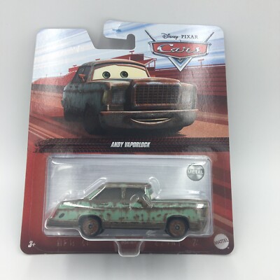 New Disney Pixar Cars Andy Vaporlock Green Sedan with Rust Mattel