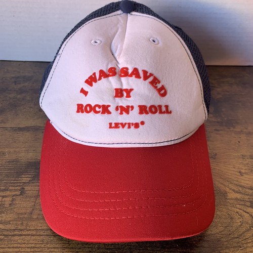 Vintage Levi’s Jeans Trucker Hat I Was Saved By Rock ‘N’ Roll SnapBack Classic - Picture 3 of 9