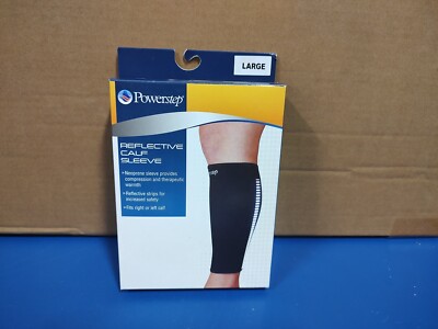 PowerStep Reflective Calf Sleeve Black - 7150-10LG, Black,Large