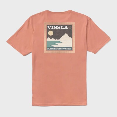 VISSLA - Herren Big Sky Organic T-Shirt - Papaya - Freizeit Kurzarm Tee