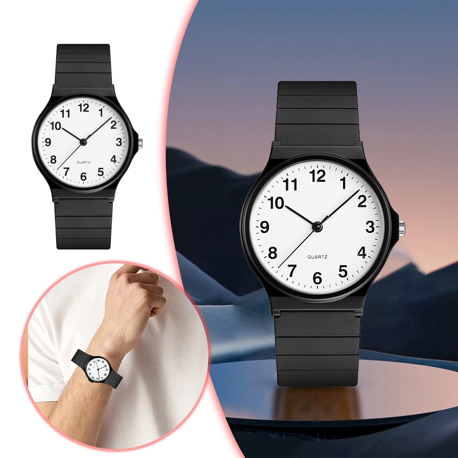 Student Exam Watch - Sporty Minimalist Quartz Wristwatch for Stylish Studying