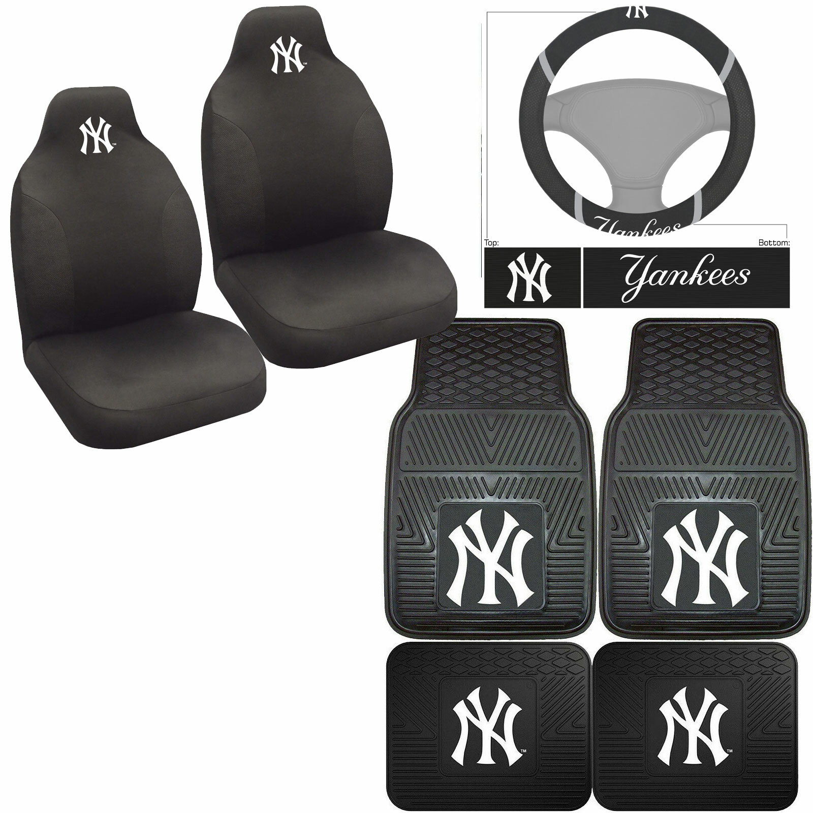 MLB New York Yankees Car Truck Floor Mats Seat Covers & Steering Wheel
