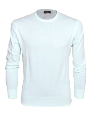 NWT BALLANTYNE SWEATER cotton melange water green crew-neck luxury 54 XL