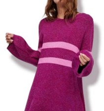 Free People On Your Team Bell Sleeve Oversized Purple Mini Sweater Dress Sz XS