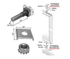 Shower Door Stainless Steel Pivot Pin w/ Hex-Nut Washer for Pivot Shower Doors