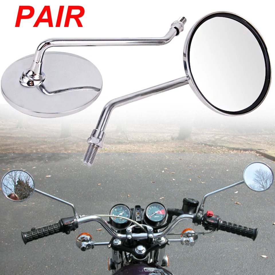L&R Motorcycle Rearview Side Mirrors For Honda CB200-750 CL200-450 GL1000 CX500 - Image 2 of 4