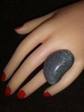 Bold Huge Lucite Cosmic Glitter Stardust Silver Kidney plastic statement ring 8