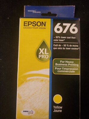 Genuine Epson 676XL High Yield Yellow 676 Workforce Pro WP-4020 WP-4530 WP-4540