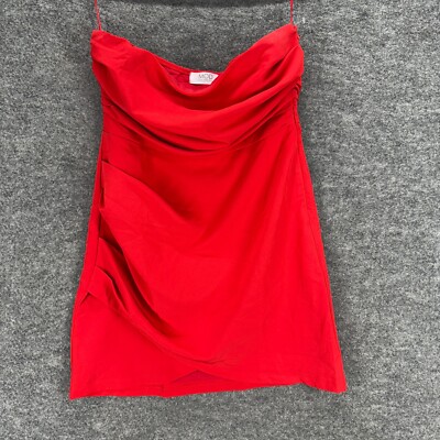 Mod On Trend Top Women M  Red Strapless Zipper Casual Solid Breathable