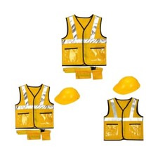 Construction Worker Costume Role Play Tool Toy Set with Protective Helmet,Belt