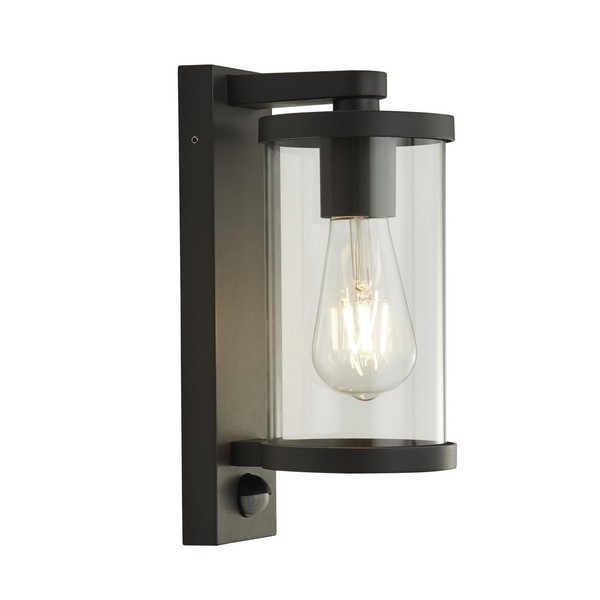 AußEnwandleuchte Mit Bewegungsmelder Schwarz Klar IP44 E27 Modern H: 29 Cm-image