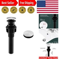 Universal Brushed Nickel Pop Up Sink Drain - Easy Install with Overflow Feature