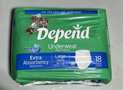 Vintage 2004 Depend Extra Absorbency Underwear 18 Count Unisex size Large