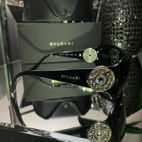 Bvlgari Sunglasses 8007-B Black Swarovski Crystal Limited Edition VERY RARE! - Picture 14 of 22