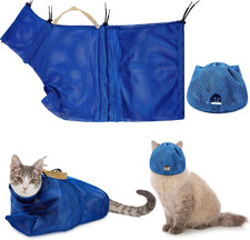 2 Pieces Cat Grooming Washer Mesh Bag Cat Muzzles Breathable Mesh Muzzles Adjust
