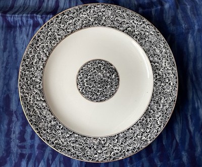Antique Royal Worcester Dinner Plate Black And White Flowering Cherry Blossoms