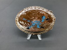Vintage Turquoise Inlay Road Runner Nickel Silver Belt Buckle