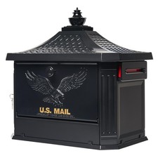 Hamilton Locking Post Mount Mailbox, Black, L...