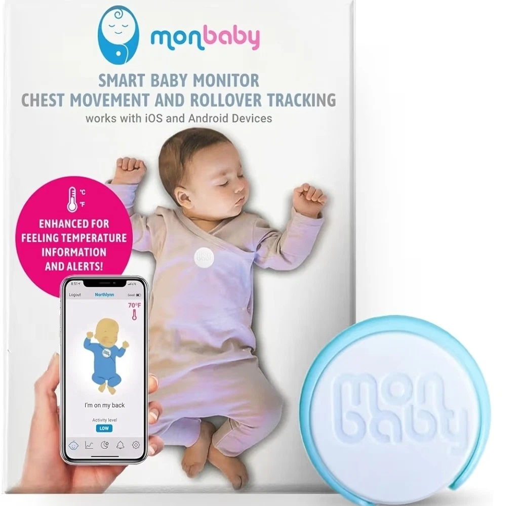 MonBaby Smart Button - a Smart Breathing and Movement Monitor - White