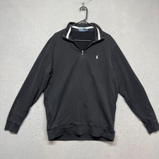 Polo Ralph Lauren Mens Sweater 1/4 Zip Black Long Sleeve Size Medium Pullover
