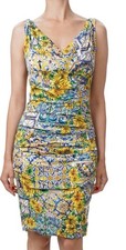 Dolce & Gabbana Majolika Blume Seide Kleid Dress Size 46 Retails $1500