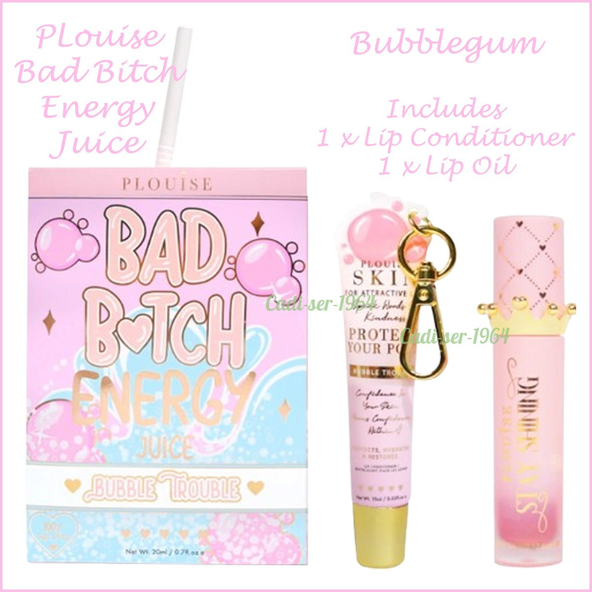 P.Louise Bad Bitch Energy Juice Bubblegum Flavour Lip Duo Gift Set NEW