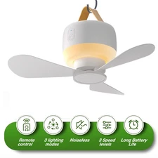 Outdoor Portable Ceiling LED Fan Rechargeable Battery Powered Outdoor Camping