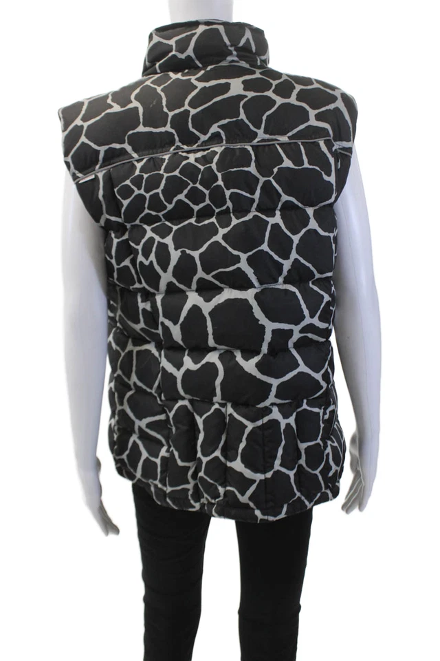 Bogner Mujer Animal Print Cremallera Completa Puffer Chaleco Chaqueta Negro Gris Talla 14 Foto 3 de 4