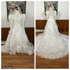 Fabulous Vintage 90s Mori Lee Tiered Organza Wedding Gown