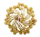 Vintage Trifari Signed Circular Swirl Design Flower Brooch Pin Costume Jewelry