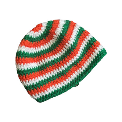 Häkelmütze Baby Mütze 6-12 Monate gestreift Jungen Boho Retro Grunge Indie Geschenk