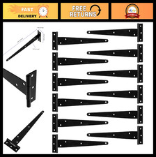 12 Pack Heavy Duty 10 Inch T Strap Door Hinges, Black Shed Barn Gate Hinges