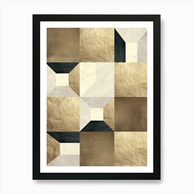Komposition Texturen und Gold 4 Kunst Gerahmtes Wandbild Poster Leinwanddruck Bild