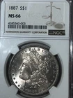 1887 P  MORGAN DOLLAR  NGC MS 66  BLAZING LUSTER