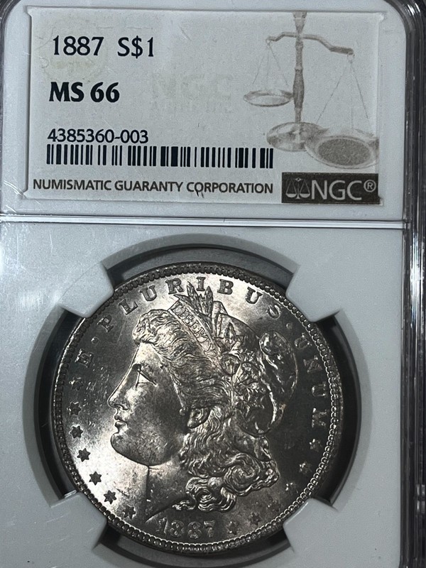 1887 P  MORGAN DOLLAR  NGC MS 66  BLAZING LUSTER