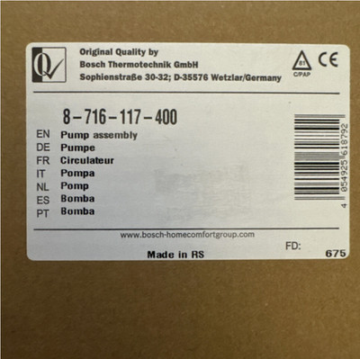 Worcester Greenstar 25i 30i ERP KESSELPUMPE 8716117400 BRANDNEU