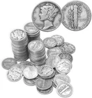 4-rolls 90% Silver Mercury Dime Roll Of Early Dates NO RESERVE!