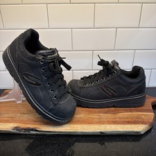 Sz7 VTG Y2K 90s Skechers Jammers Black Leather Chunky Platform Sneakers SN 45954
