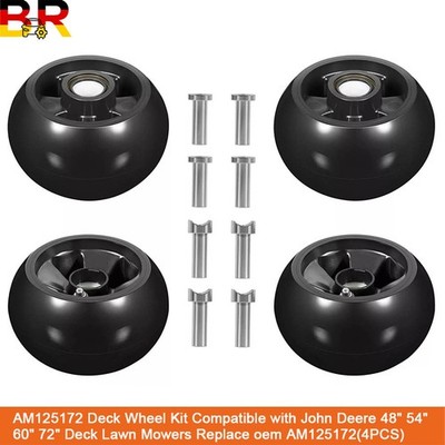 4 Pack AM125172 Plastic Deck Gauge Wheel Kit For John Deere 48'' 54'' 60'' 72'' Deck