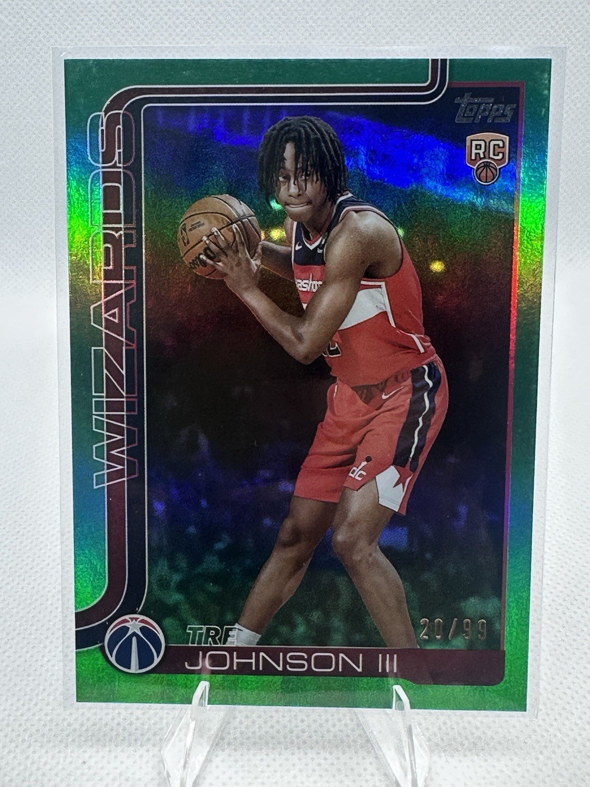 2025-2026 Topps Basketball Tre Johnson III RC #206 Green Rainbow Foil /99