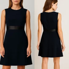 Alexander McQueen NWT Black Fit & Flare Silk Trim Cocktail Dress IT46 US10-12