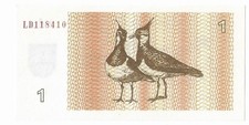 Lithuania, 1 Talona 1992, P-39, EX-USSR, UNC Lapwings