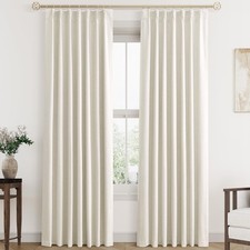 Pinch Pleated Linen Blackout Curtains 86 Inches Long for Living Room 2 Panel ...